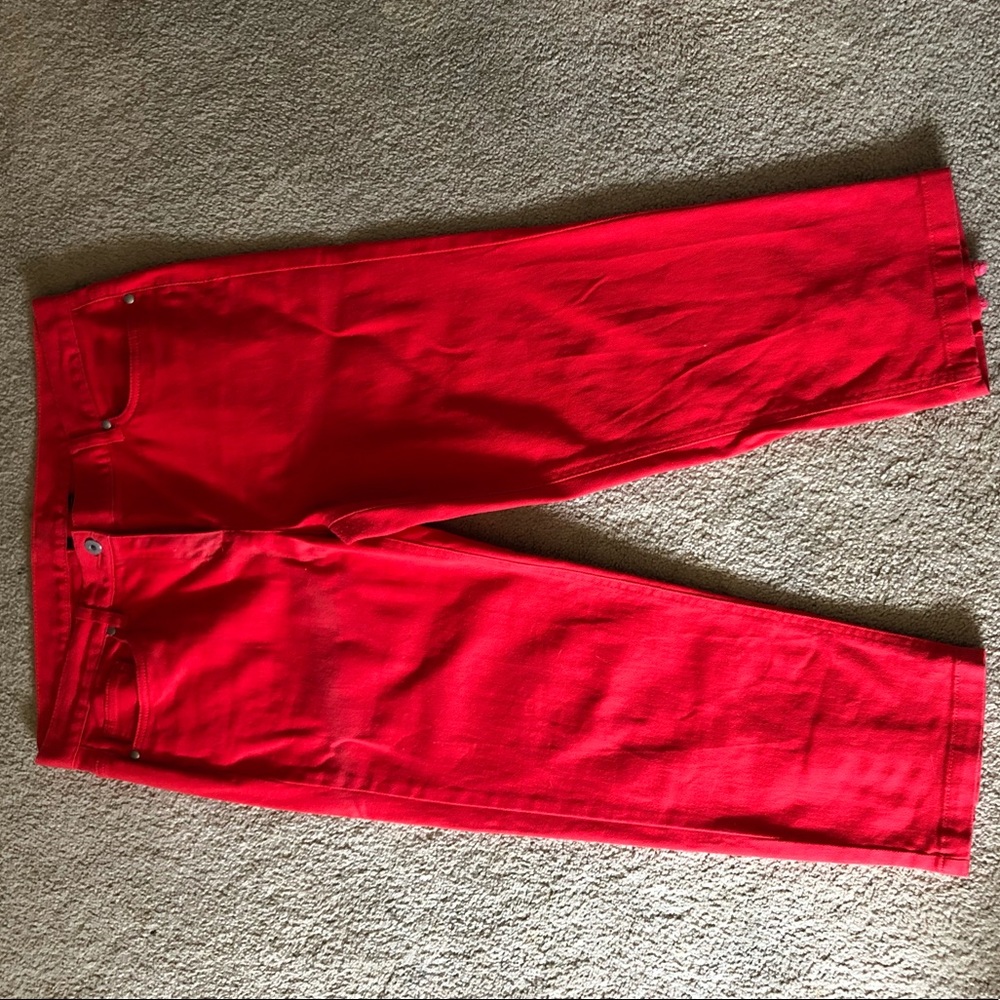 Red Jean Capris